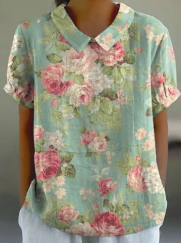 Women's Loose Printed Crew Neck Top