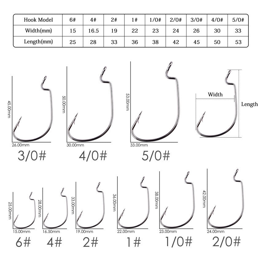High Carbon Steel Crank Fishing Hooks – Wide & Narrow Belly Options – Ideal for Sea Fishing, Lure Bait, Grouper, and Predator Fish