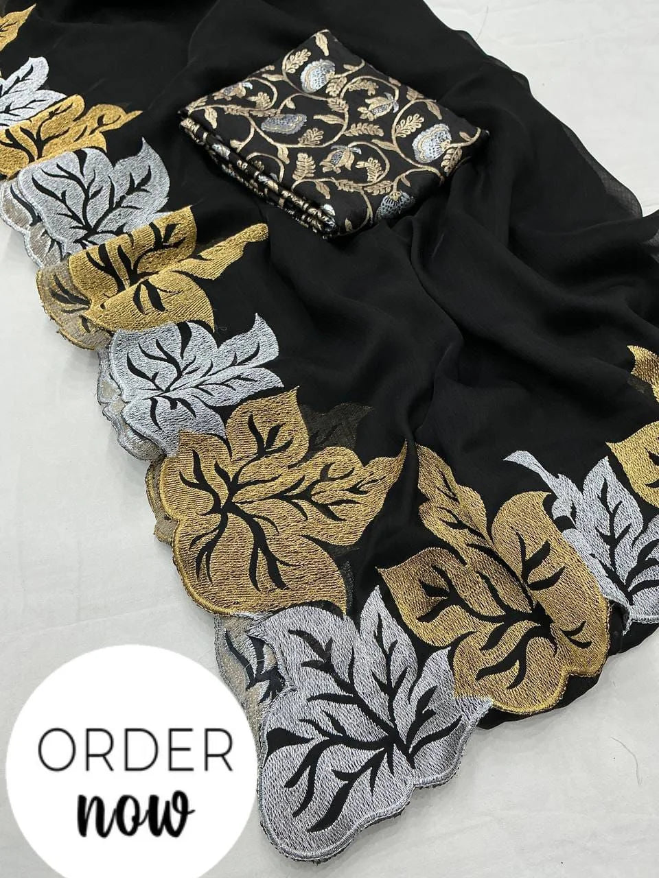 Premium Soft Satin Chiffon Saree with Banarasi Blouse (VH1015)