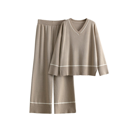 New Loose Casual Sweater Pullover Two-piece Dress Of Knitted Sweater