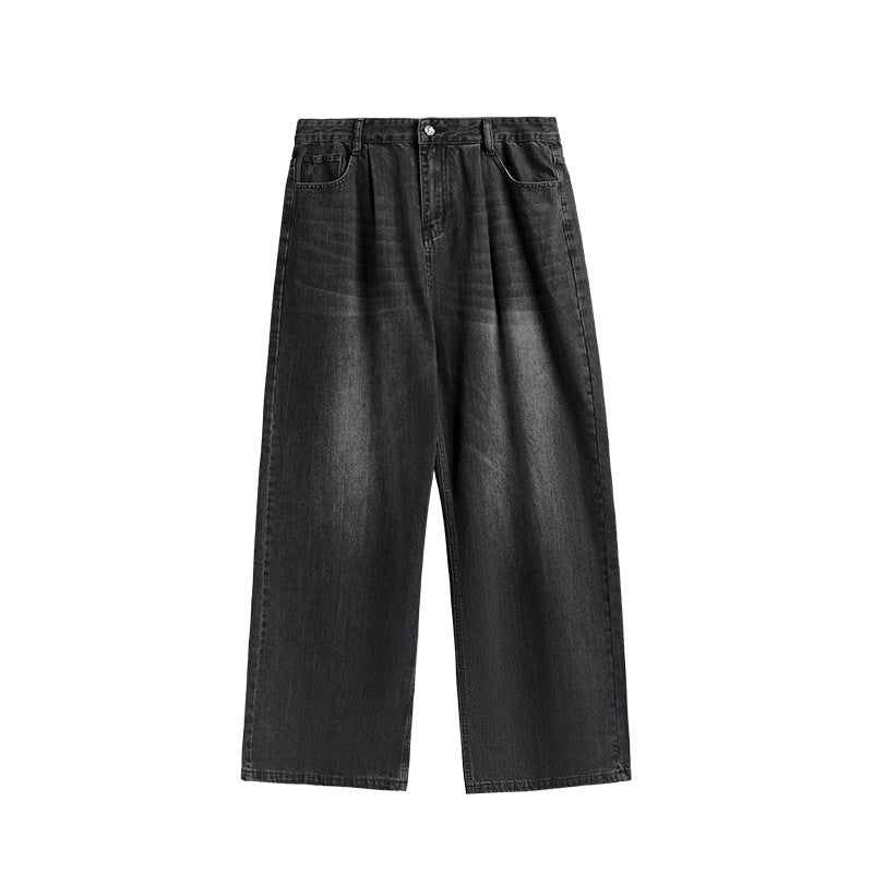 Loose Straight Men's Clothing Mid-high Waist Washed Wide Leg Jeans