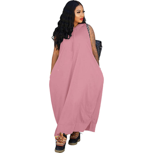 Women's Cape Sleeveless Pocket Loose Dress