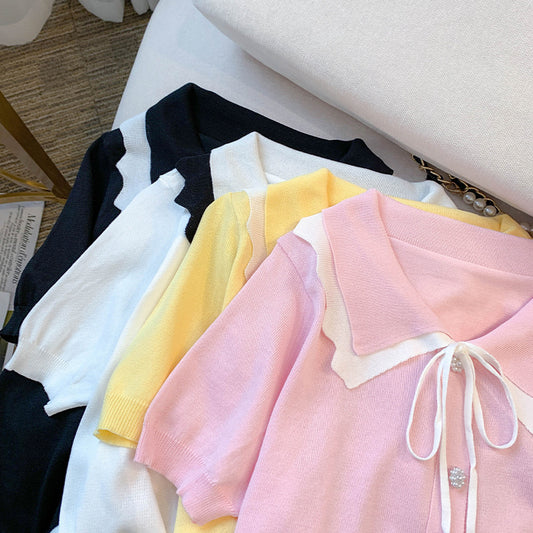 Women's Design Short Sleeve Bow T-shirt