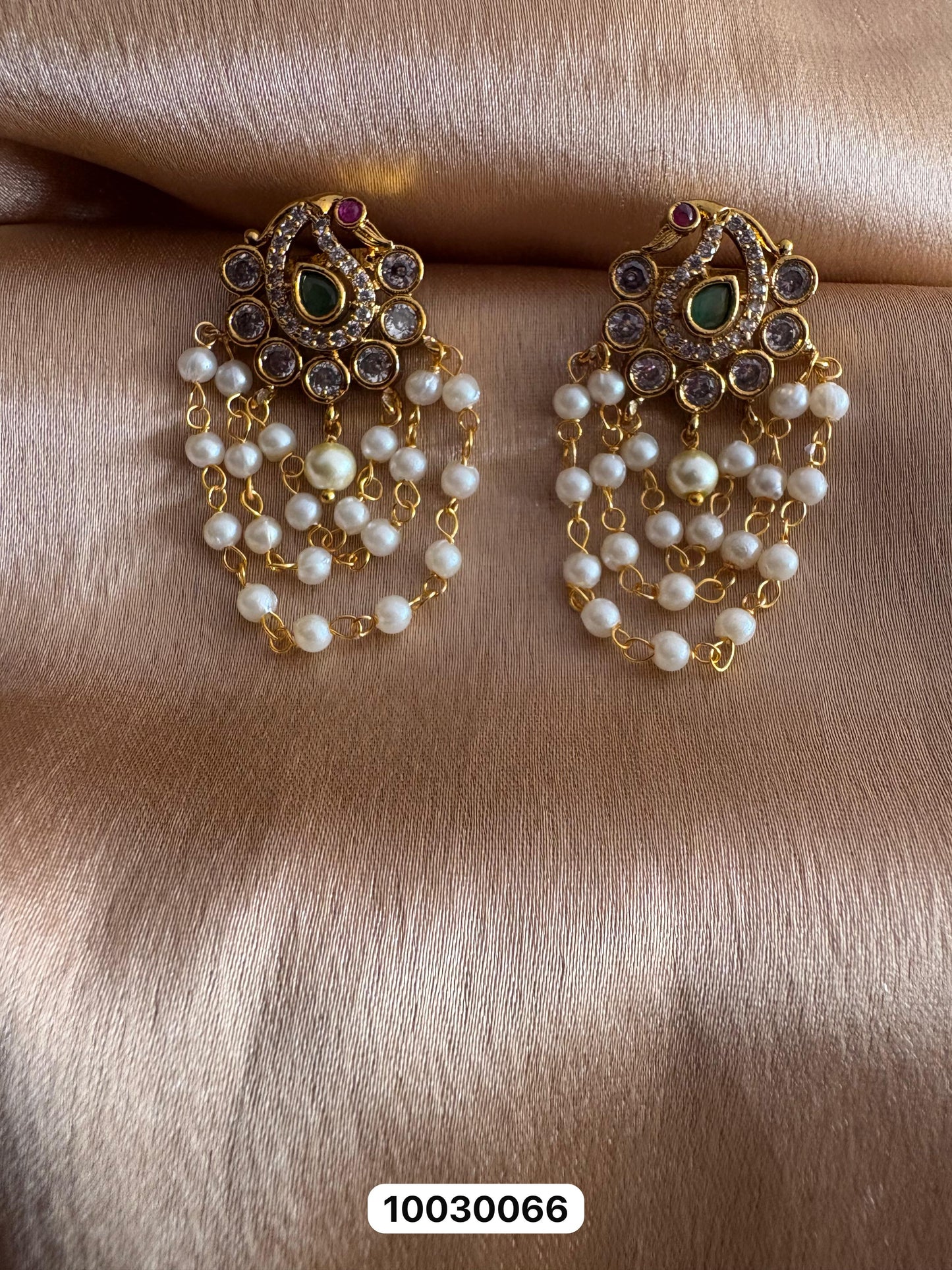 Pearl Hangings Earrings – Matte Gold Finish