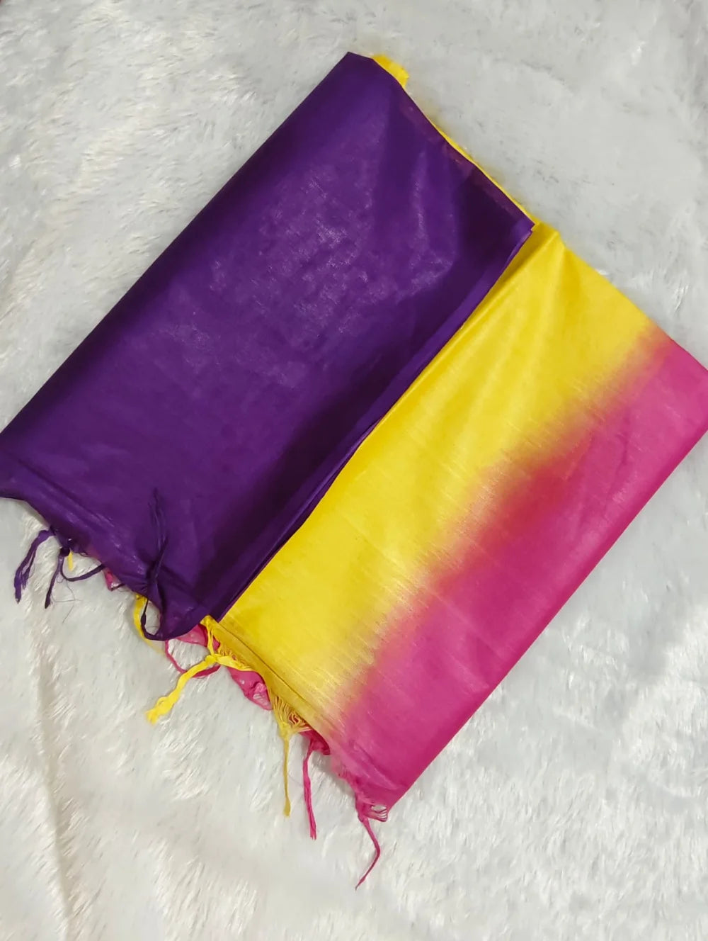 Premium Cotton Fabric - 6.25 Meters - Violet, Pink & Yellow Combination
