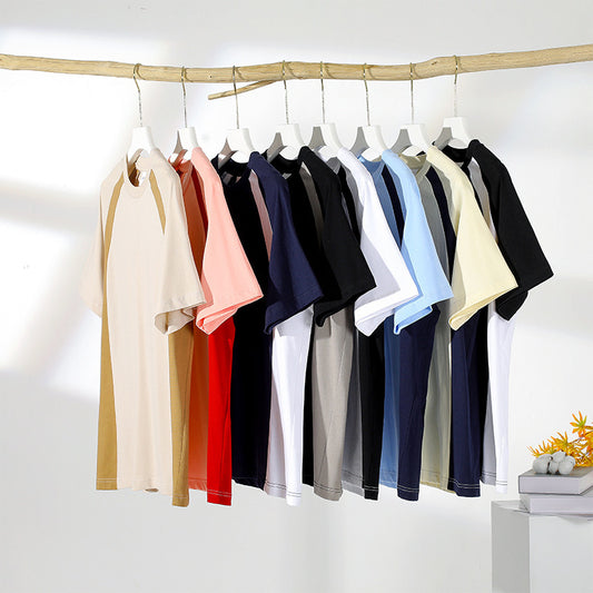 Combed Cotton Double Yarn Drop Shoulder Short Sleeve Matching Couple T-shirt