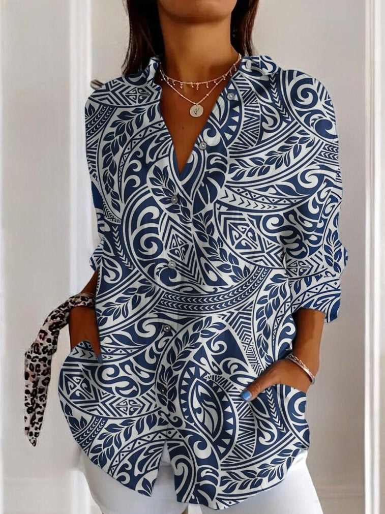 New Women's Long Sleeved Shirt For Summer Fashion, 3D Printed Shirt With Floral Pattern