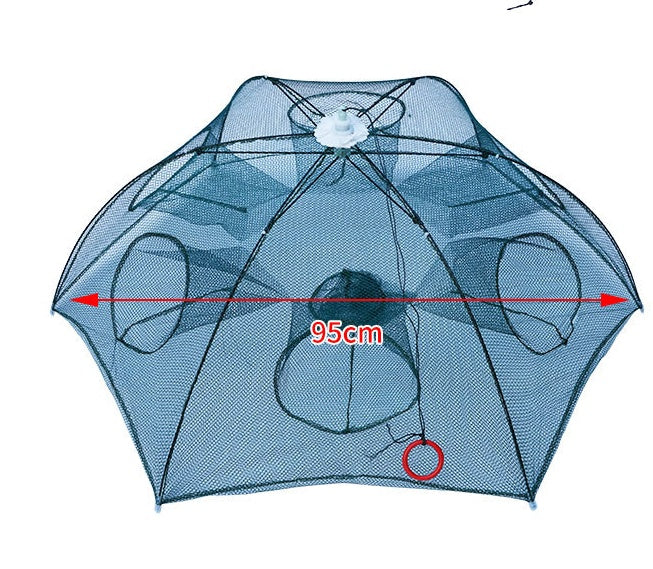 Heavy-Duty Foldable Fishing Trap – 4-20 Hole Nylon Cast Net for Fish, Crabs, Shrimp & Eels – Automatic Cage Design