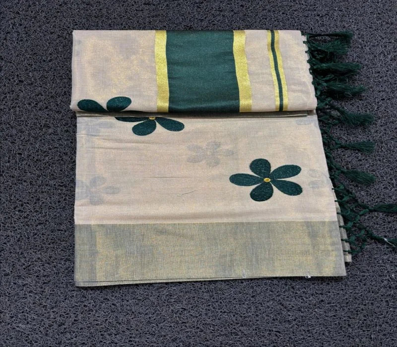 Premium Golden Tissue Kerala Saree Traditional Elegance(VH1001)