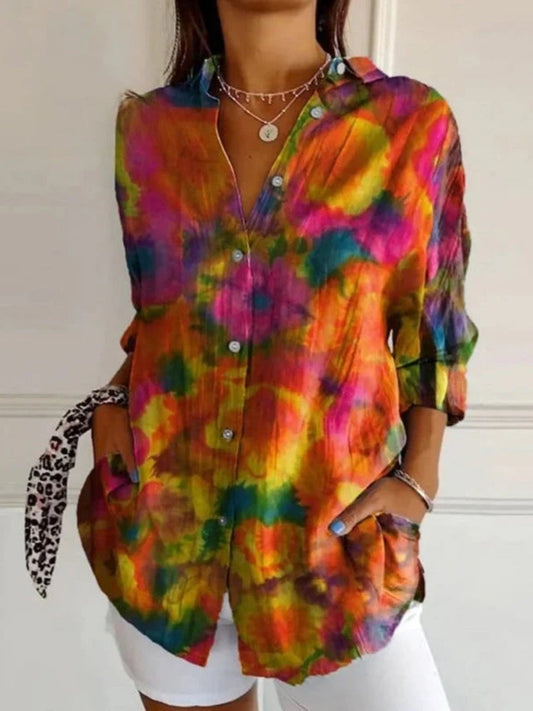 New Women's Long Sleeved Shirt For Summer Fashion, 3D Printed Shirt With Floral Pattern