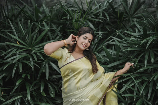 Premium Golden Tissue Saree – 6.25 Meters (VH1053)