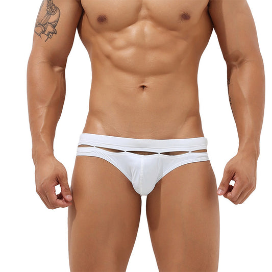 Personality Fashion Men's Hot Spring Swimming Trunks Youth Low Waist Sexy Solid Color Briefs