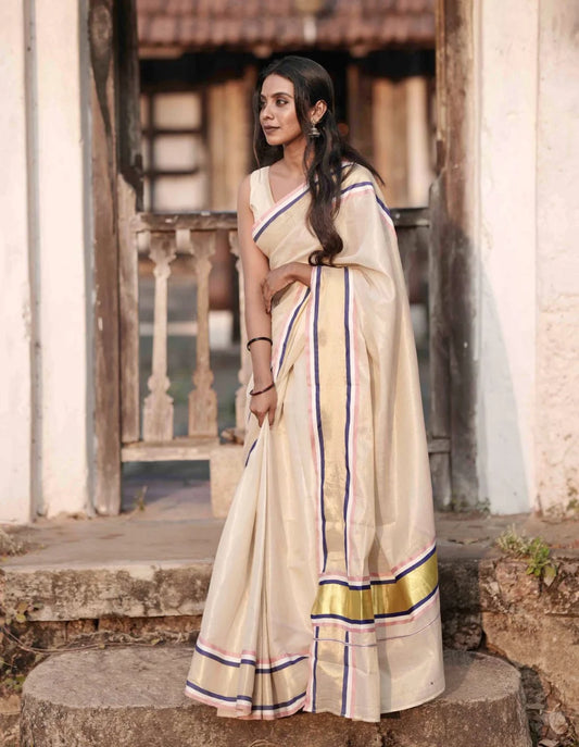 Elegant Golden Tissue Saree – Premium Quality | 6.25 Meters (VH1016B)