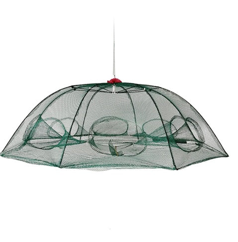Heavy-Duty Foldable Fishing Trap – 4-20 Hole Nylon Cast Net for Fish, Crabs, Shrimp & Eels – Automatic Cage Design
