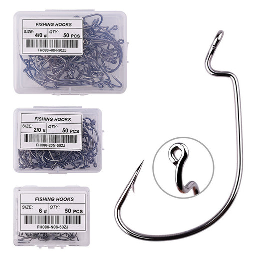High Carbon Steel Crank Fishing Hooks – Wide & Narrow Belly Options – Ideal for Sea Fishing, Lure Bait, Grouper, and Predator Fish