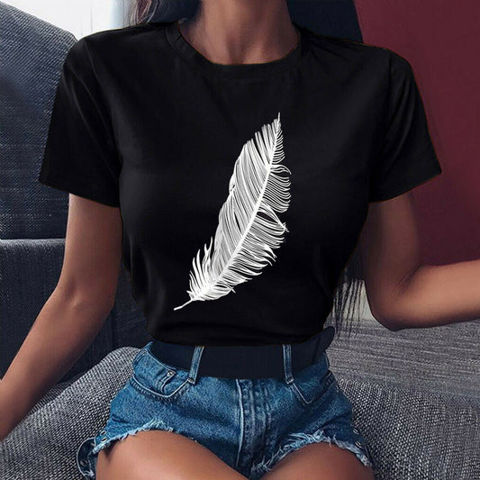 Short Sleeve Feather WISH Cartoon
