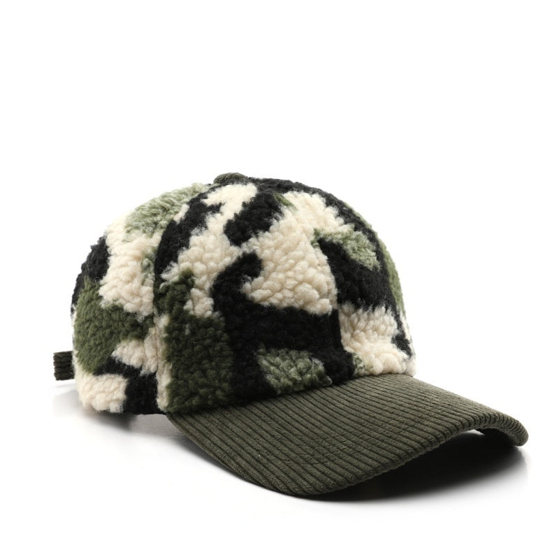 Color Blocking Plush Camouflage Solid Color Light Board Baseball Cap