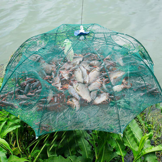 Heavy-Duty Foldable Fishing Trap – 4-20 Hole Nylon Cast Net for Fish, Crabs, Shrimp & Eels – Automatic Cage Design