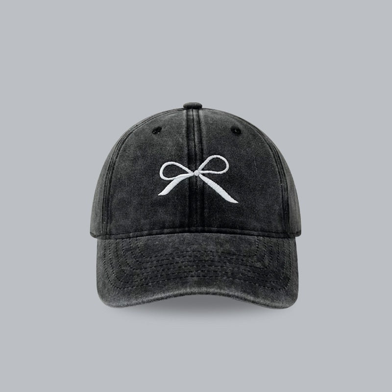 Niche Designer Bowknot Embroidery Denim Peaked Cap For Women