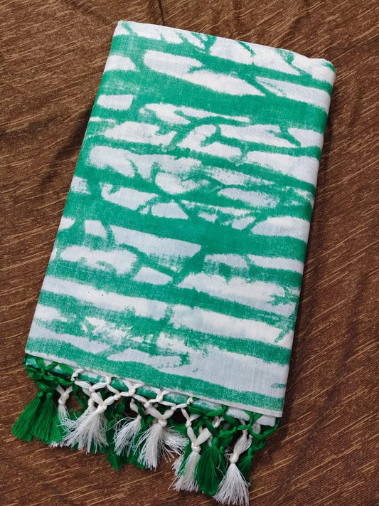 Premium Cotton Fabric - 6.25 Meters - Green & Grape Color