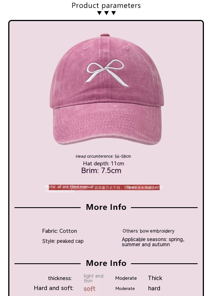 Niche Designer Bowknot Embroidery Denim Peaked Cap For Women