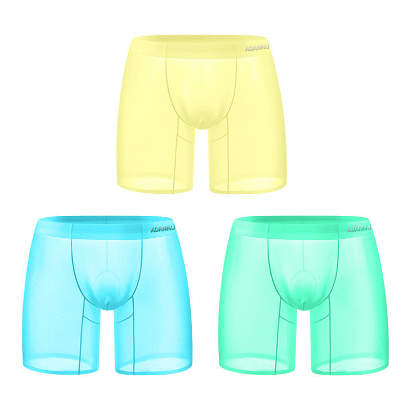 Transparent Ultra-thin Ice Silk Men's Boxer Sports Short-length Pants