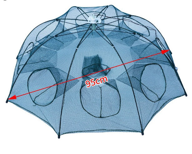 Heavy-Duty Foldable Fishing Trap – 4-20 Hole Nylon Cast Net for Fish, Crabs, Shrimp & Eels – Automatic Cage Design