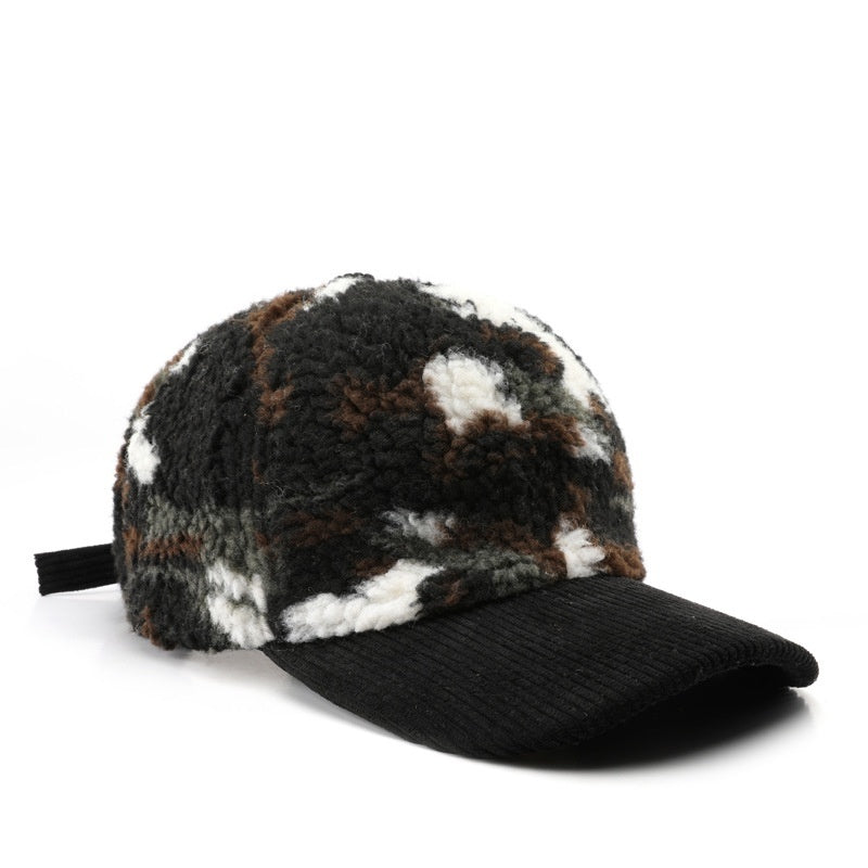 Color Blocking Plush Camouflage Solid Color Light Board Baseball Cap