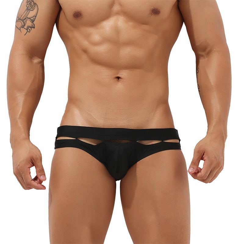 Personality Fashion Men's Hot Spring Swimming Trunks Youth Low Waist Sexy Solid Color Briefs