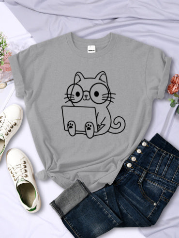 European And American Digital Printing Casual Short-sleeved T-shirt