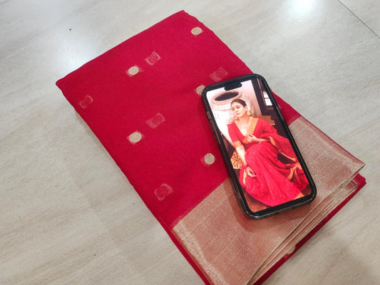 Premium Red Tissue Saree – 6.25 Meters | Velocentra Hub