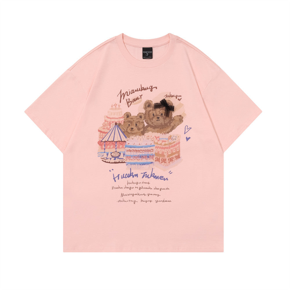 Bear Print Summer Loose Casual Men And Women