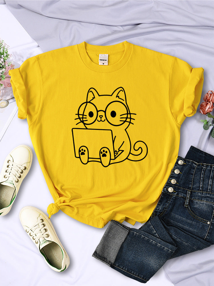 European And American Digital Printing Casual Short-sleeved T-shirt