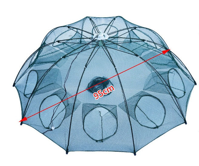Heavy-Duty Foldable Fishing Trap – 4-20 Hole Nylon Cast Net for Fish, Crabs, Shrimp & Eels – Automatic Cage Design