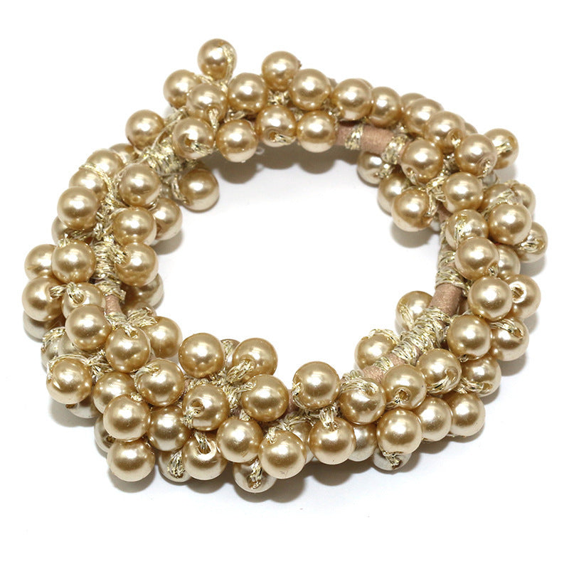Handmade Crochet Rubber Band Hair Tie Pearl
