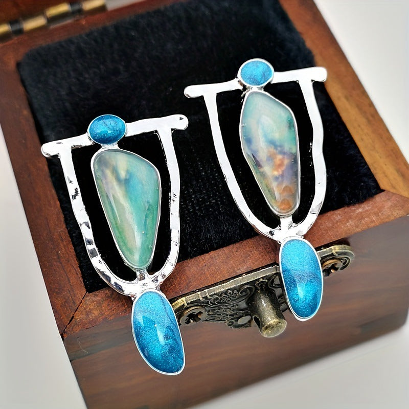 Vintage Earrings Women's Pearl Enamel