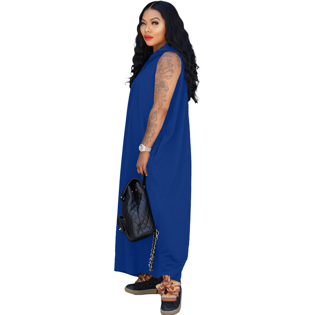 Women's Cape Sleeveless Pocket Loose Dress