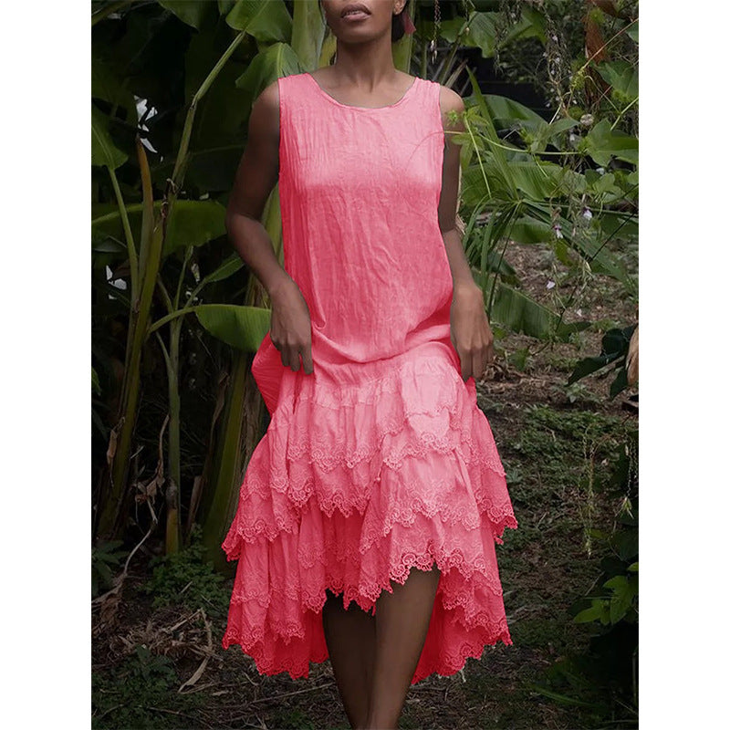 Solid Color Fashion Elegant Sleeveless Swing Dress