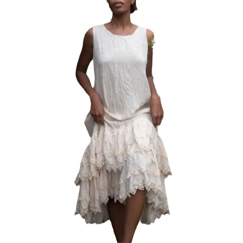 Solid Color Fashion Elegant Sleeveless Swing Dress