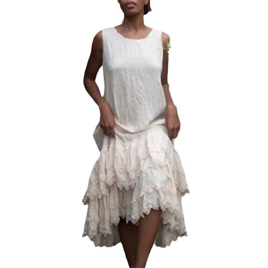 Solid Color Fashion Elegant Sleeveless Swing Dress