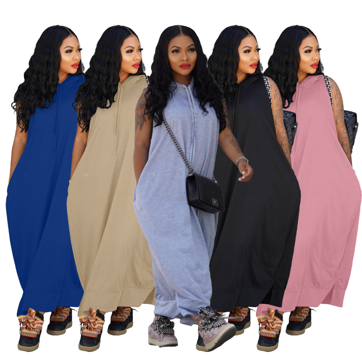 Women's Cape Sleeveless Pocket Loose Dress