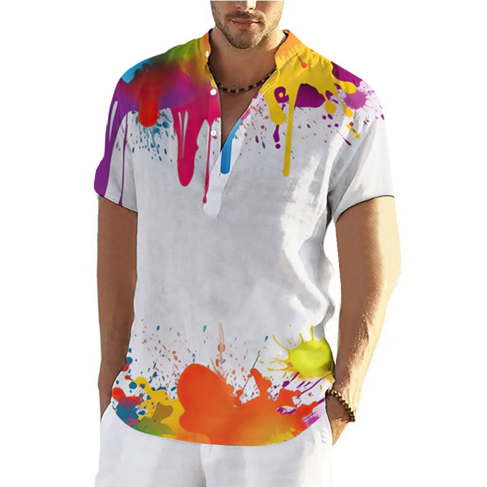 Fashion Summer Graffiti 3D Printing Shirt Men