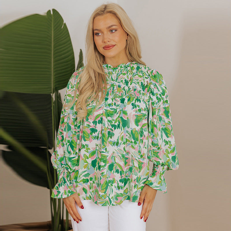 Color Matching Printing New Loose Top Women