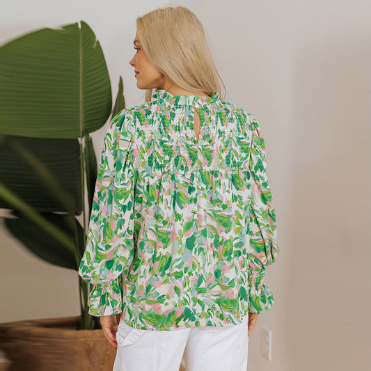 Color Matching Printing New Loose Top Women