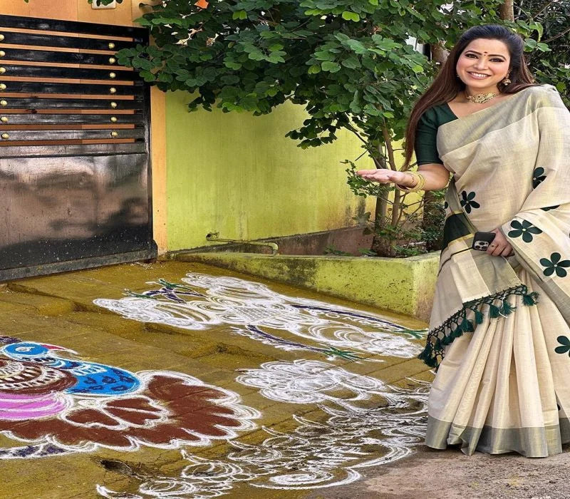 Premium Golden Tissue Kerala Saree Traditional Elegance(VH1001)
