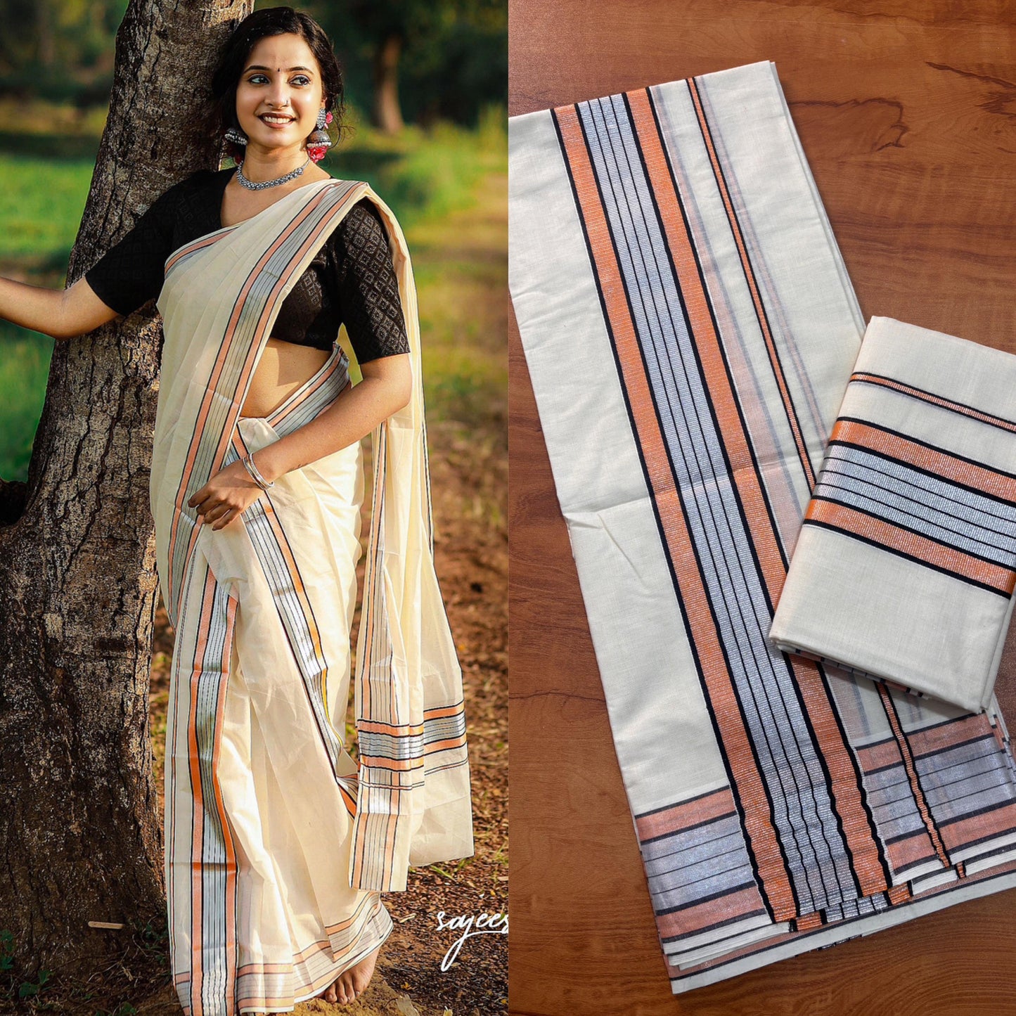 Silver Colour Fancy Set Mundu – Premium Cotton | 2.80 x 2 Mtrs (VHWG)