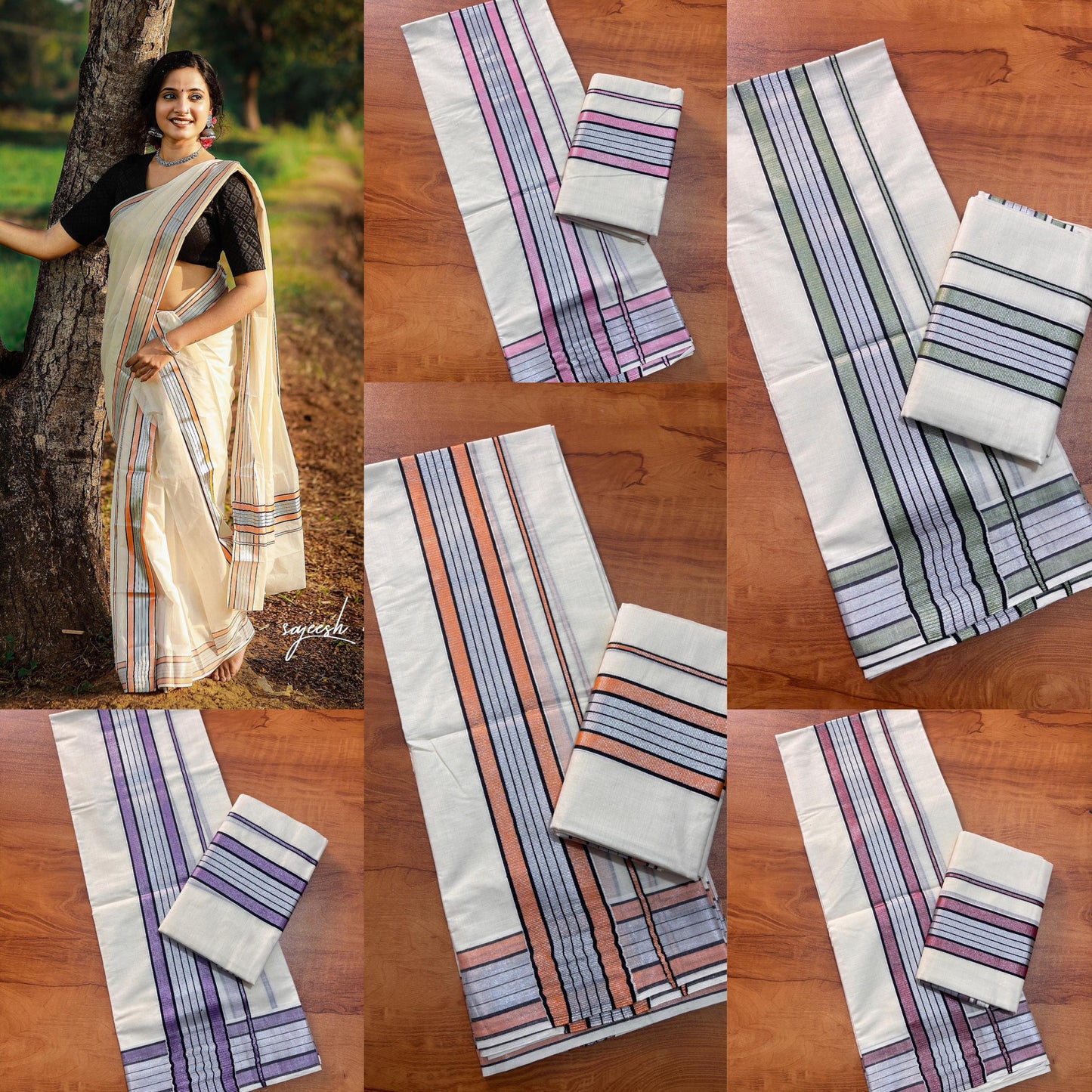Silver Colour Fancy Set Mundu – Premium Cotton | 2.80 x 2 Mtrs (VHWG)