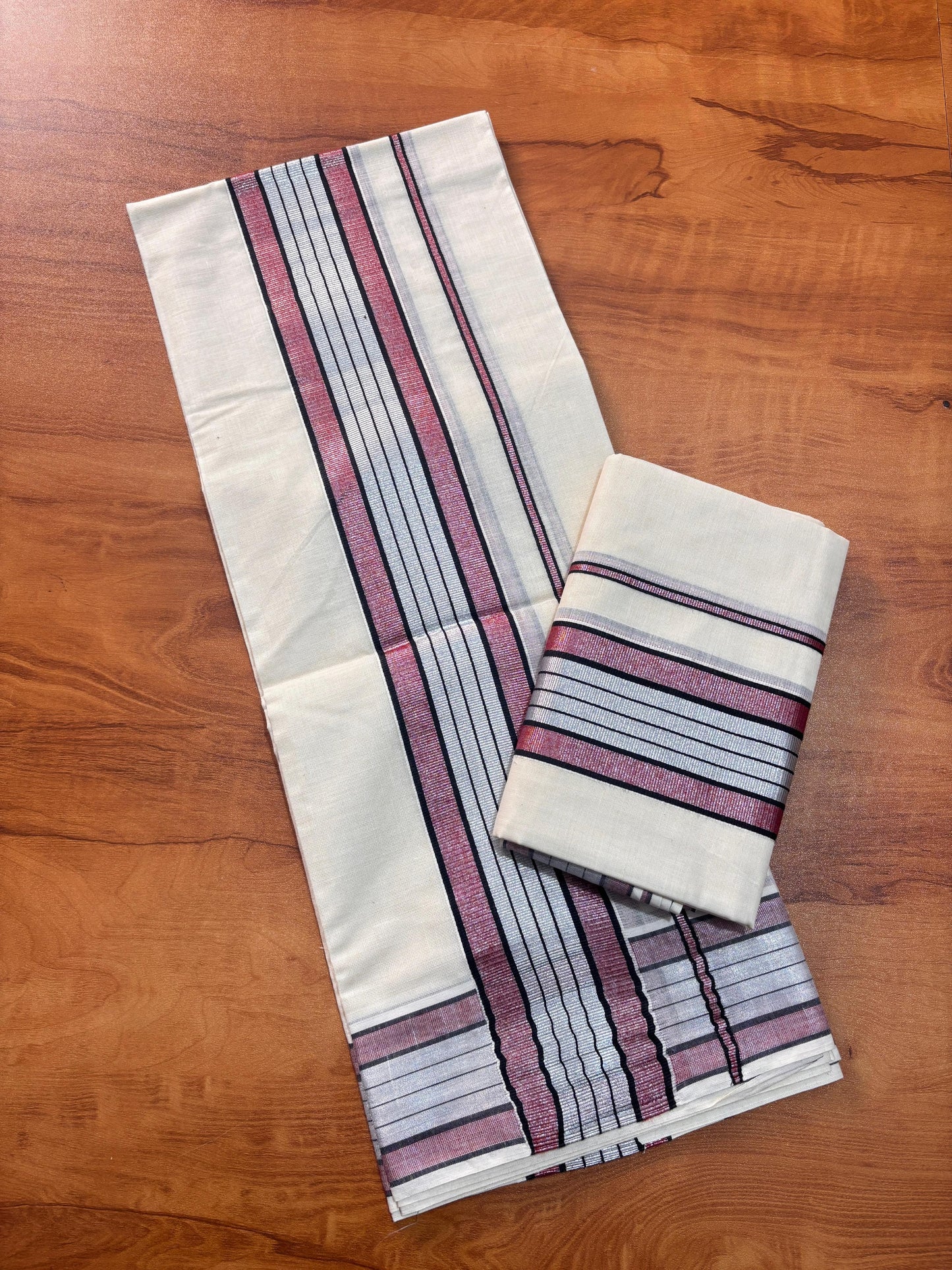 Silver Colour Fancy Set Mundu – Premium Cotton | 2.80 x 2 Mtrs (VHWG)