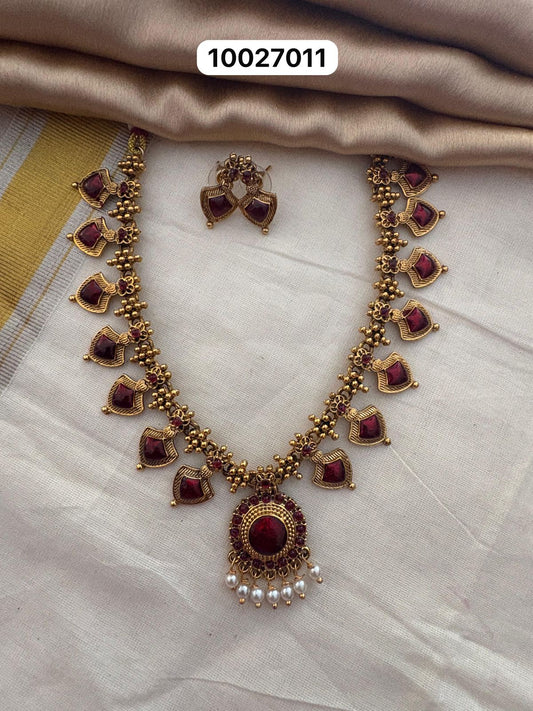 Short Palakka Necklace – Traditional Matta Gold Finish (VH10027011)