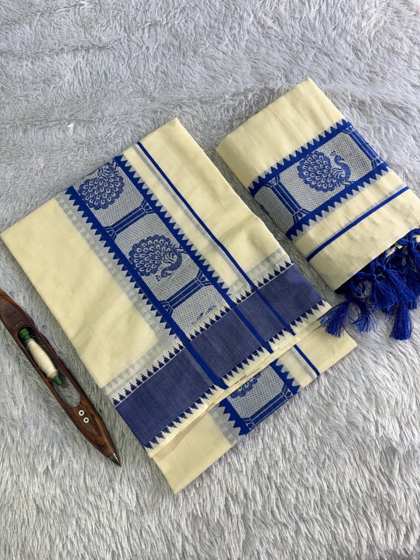 Premium Cotton Set Mundu with Tassels – 2.80m Traditional Kerala Wear | Colour-Only Design(VHWG)